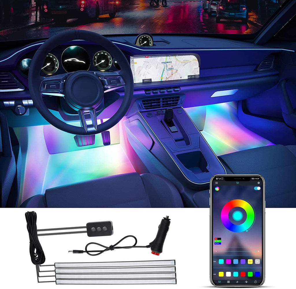 Decorative Neon Light Strip Set for Car, Pickup Truck, Van, SUV (4Pcs Under Glow LED Lighting Strip 23.62x35.43 inch) Pack of 2 F953178