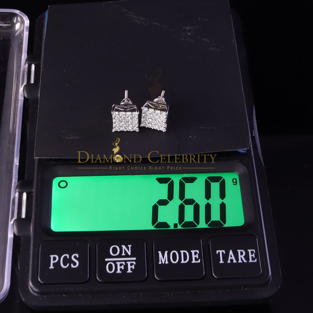 925 Silver White Moissanite Square Stud Earrings W169356