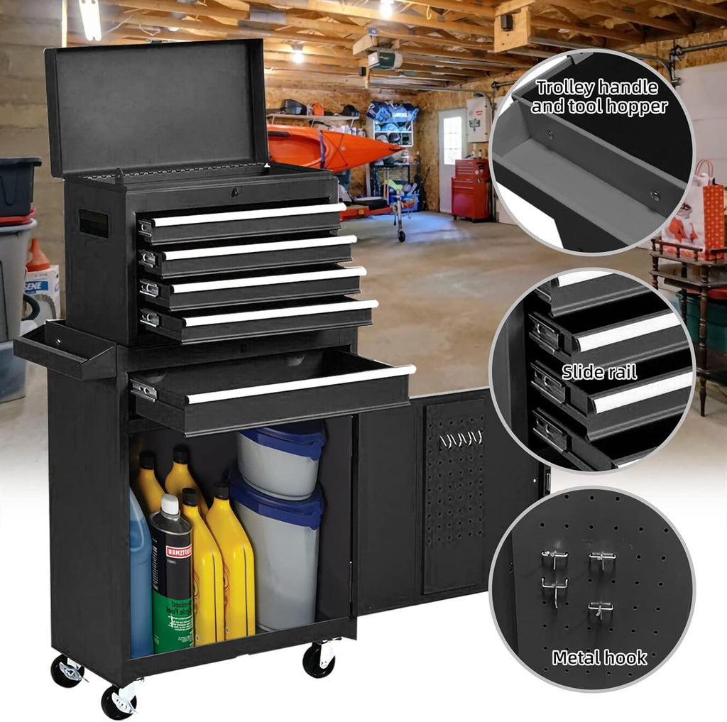 Black 5-Drawer Rolling Tool Chest with Wheels L497420