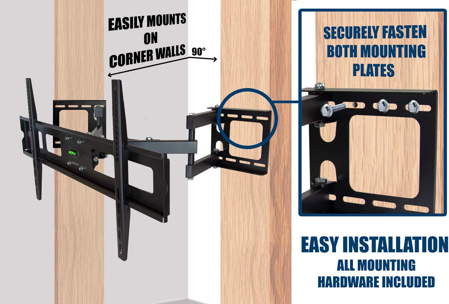 Black Corner TV Mount for 37-63 inch Flat Panel Screens, VESA up to 800x400, 132 lb Capacity, Pack of 2 G491