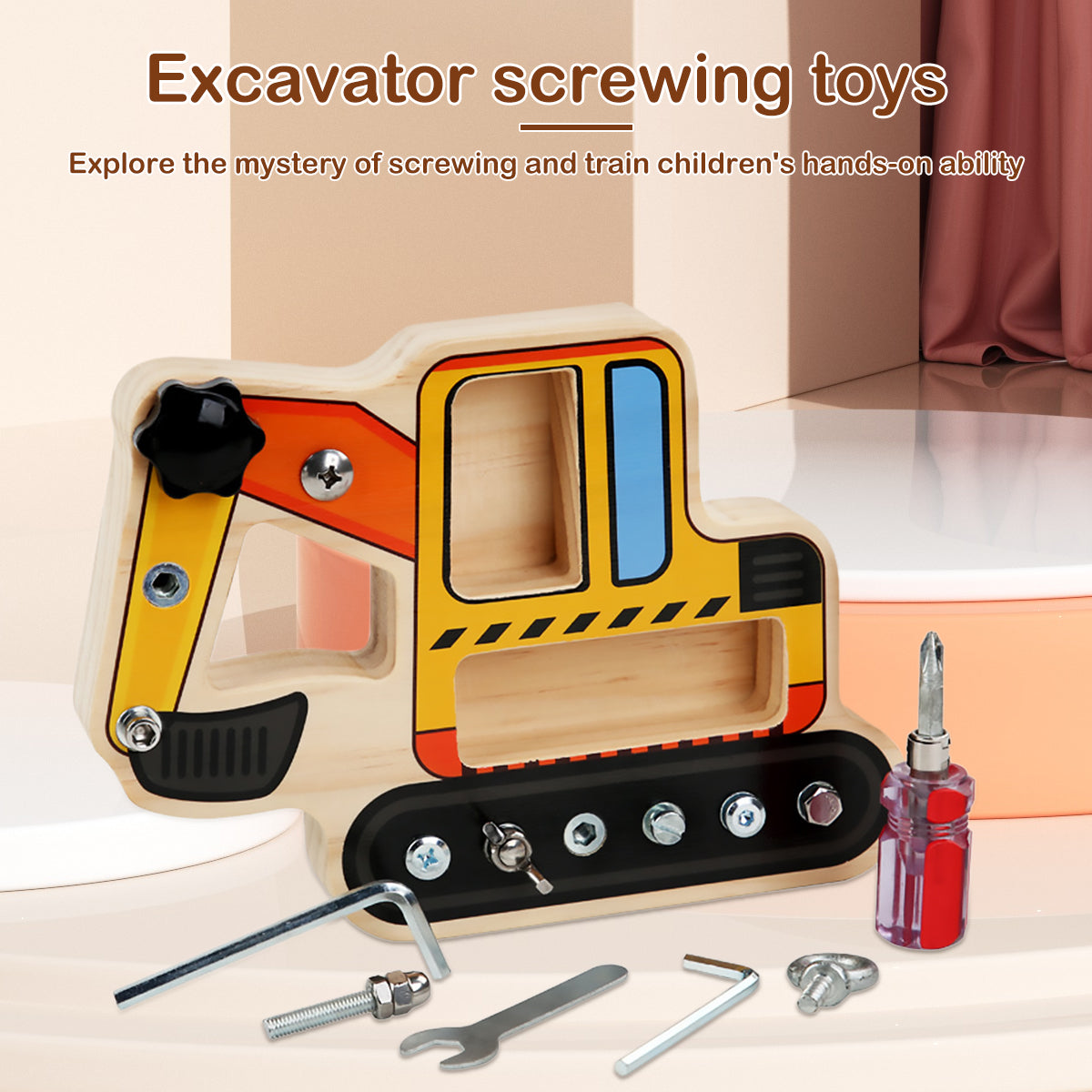 Montessori Toy Screwdriver Set, Wooden Screwdriver Board Kids Toys W1561