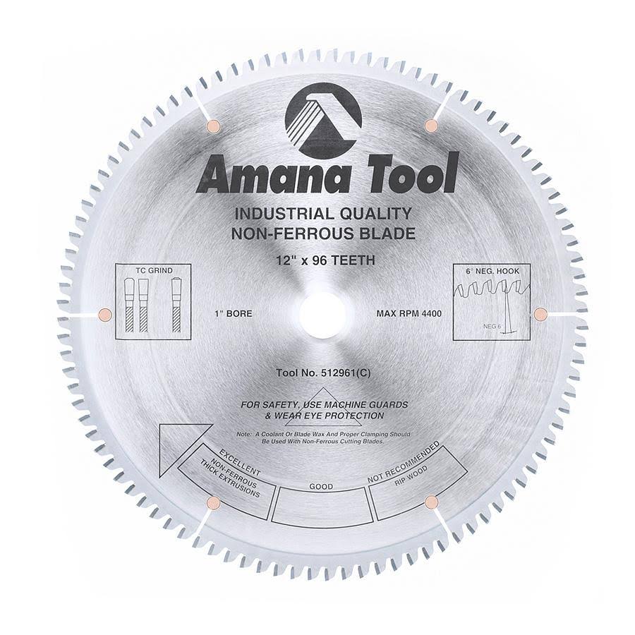 Carbide Tipped 12x22 Dia x 96T TCG Saw Blade W590