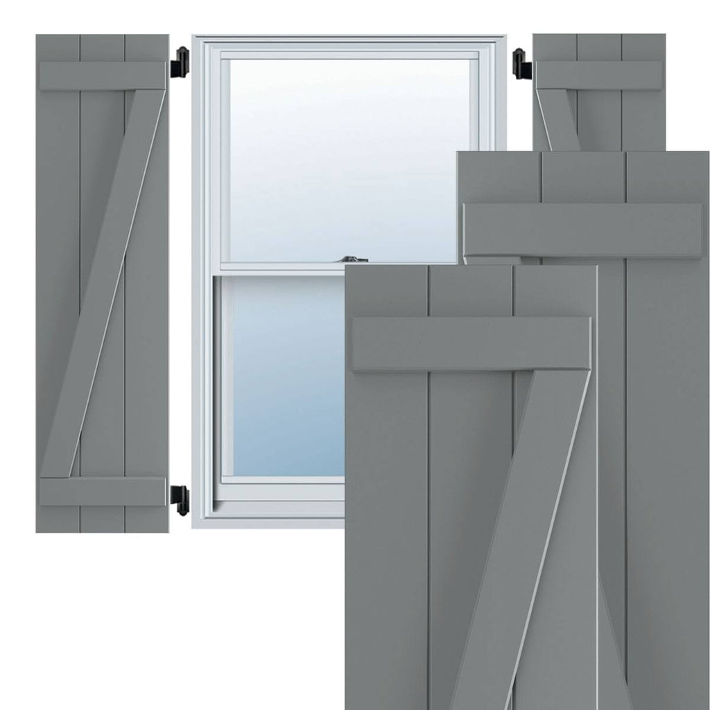 16 1/8x22W x 39x22H PVC Board-n-Batten Shutters with Z-Bar G6514