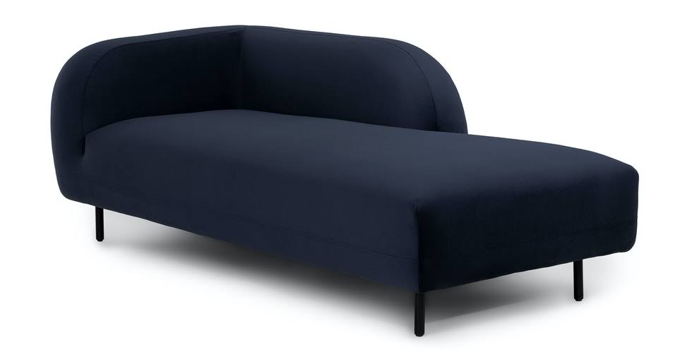 Blue Velvet Daybed with Black Metal Legs B9514