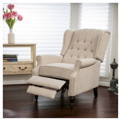 Light Beige Fabric Recliner Club Chair W520205