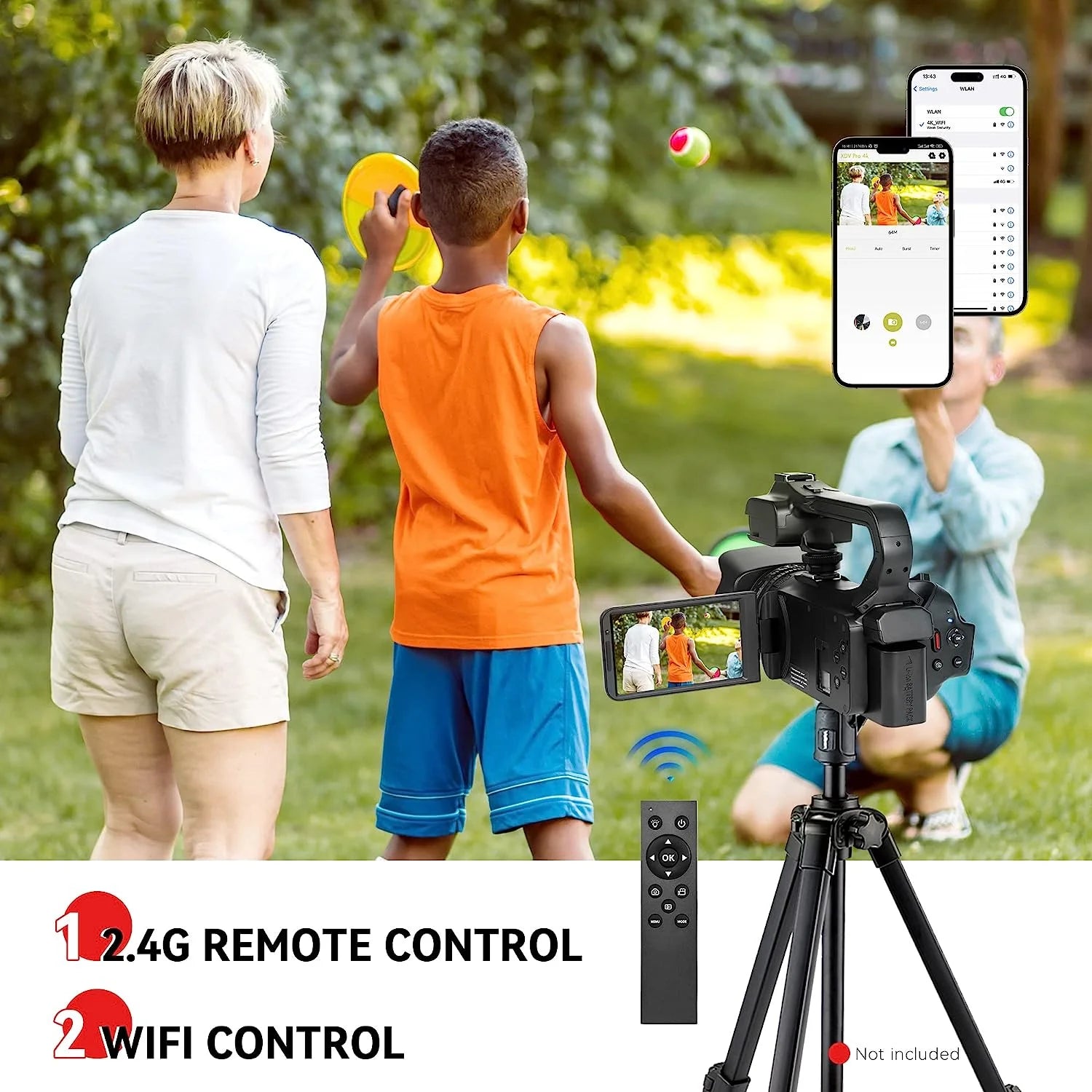 4k Video Camera Camcorder with 18X Digital Zoom, 64MP, 4.0-inch Rotating Touchscreen, 64GB SD Card, Microphone, Remote Control, Durable Battery (Black) L8501