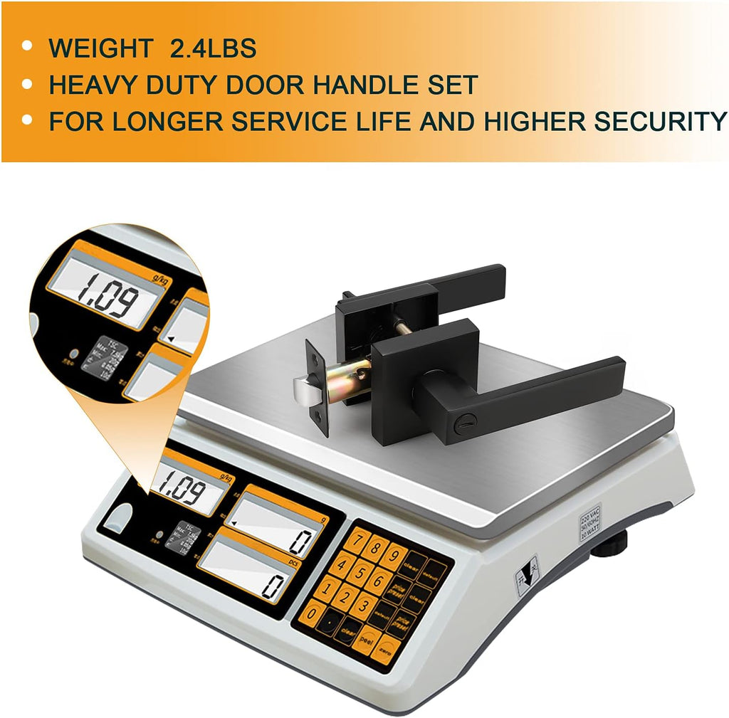 Matte Black Square Privacy Door Levers, Keyless Interior Door Handles Z9017