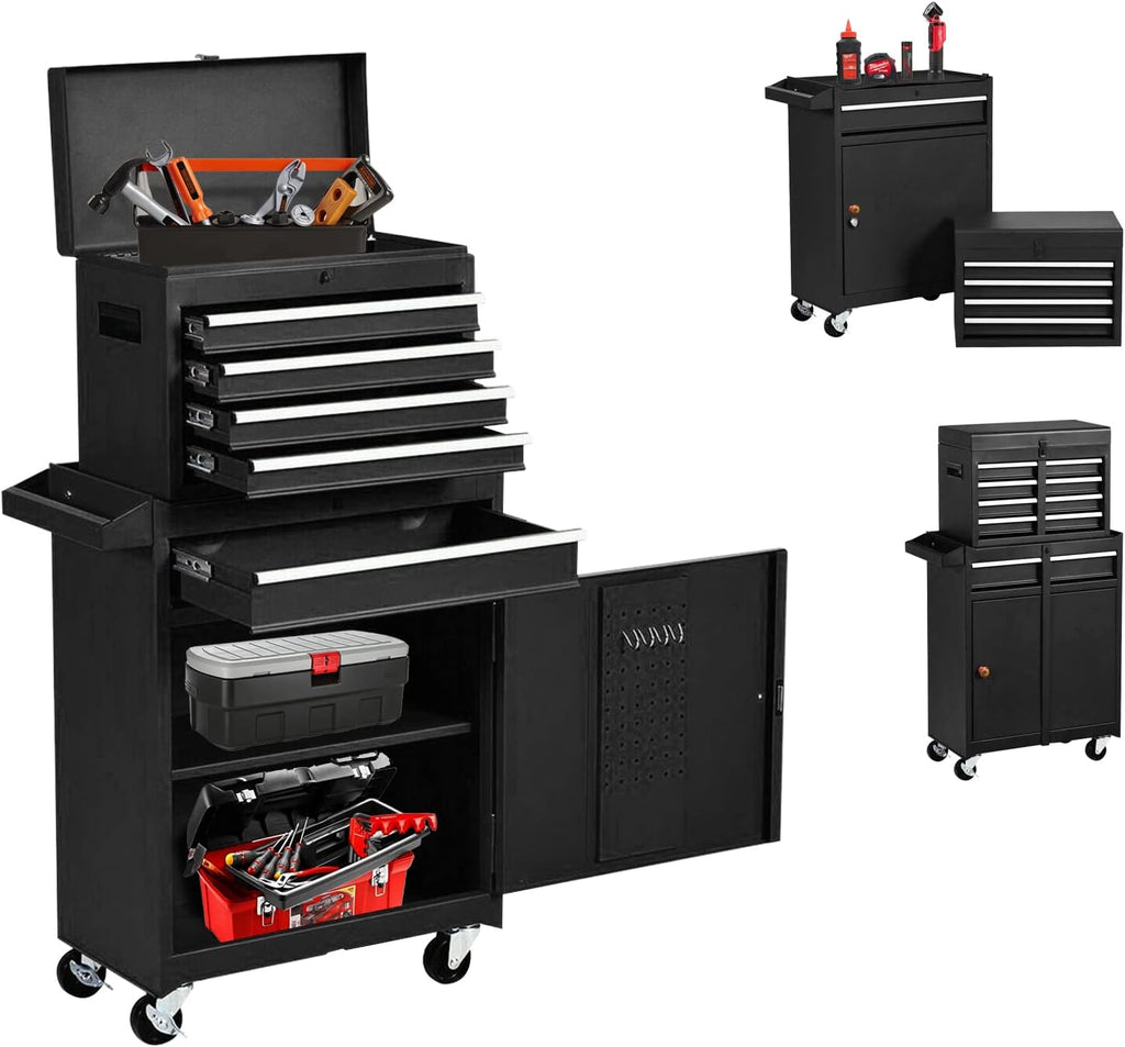 Black 5-Drawer Rolling Tool Chest with Wheels L497420