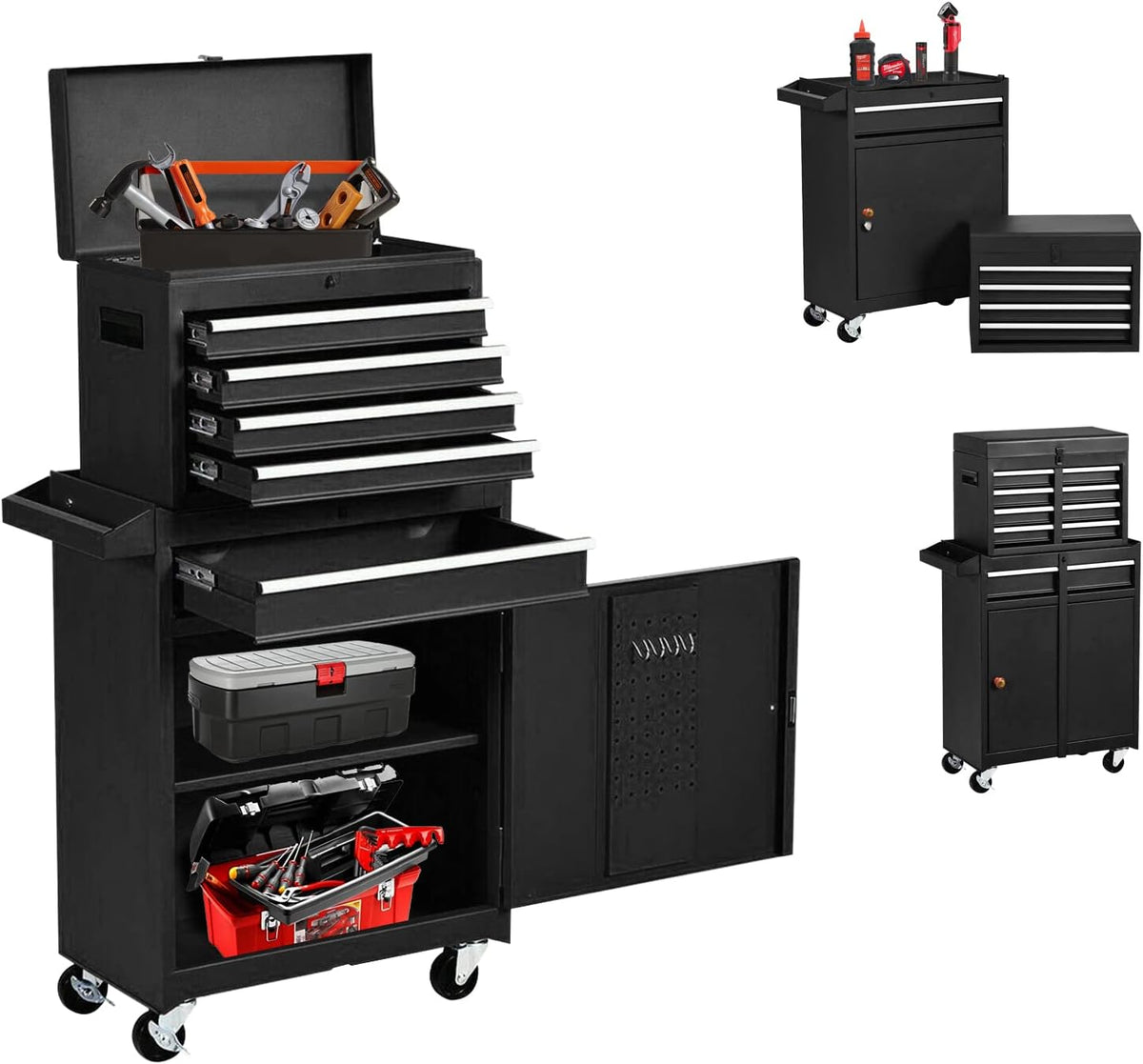 Black 5-Drawer Rolling Tool Chest with Wheels L497420
