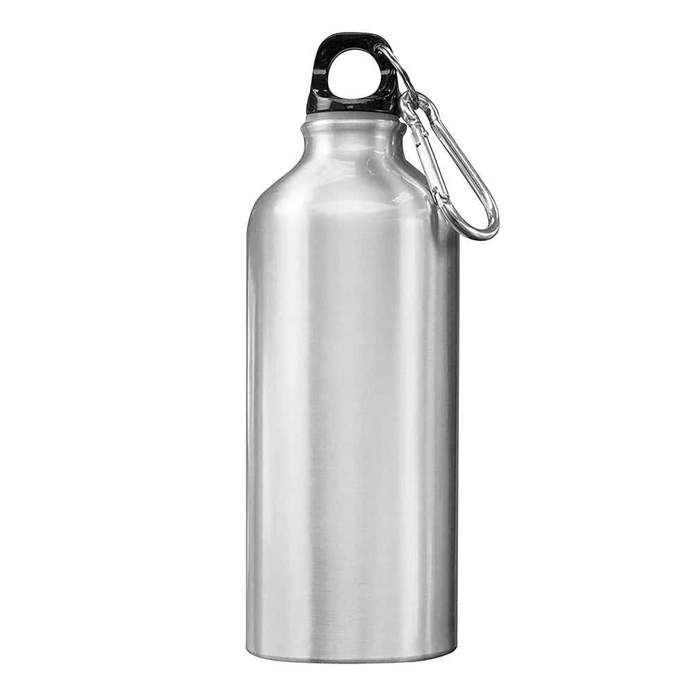 5pcs 600ml Aluminum Water Bottles Silver with Carabiner Hook A316