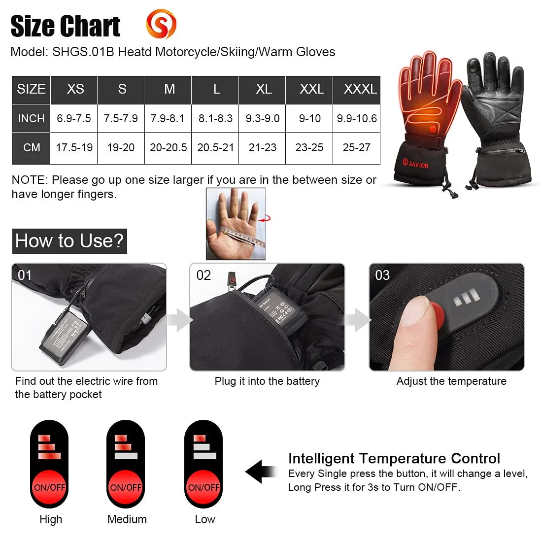 Rechargeable Electric Heated Gloves A881