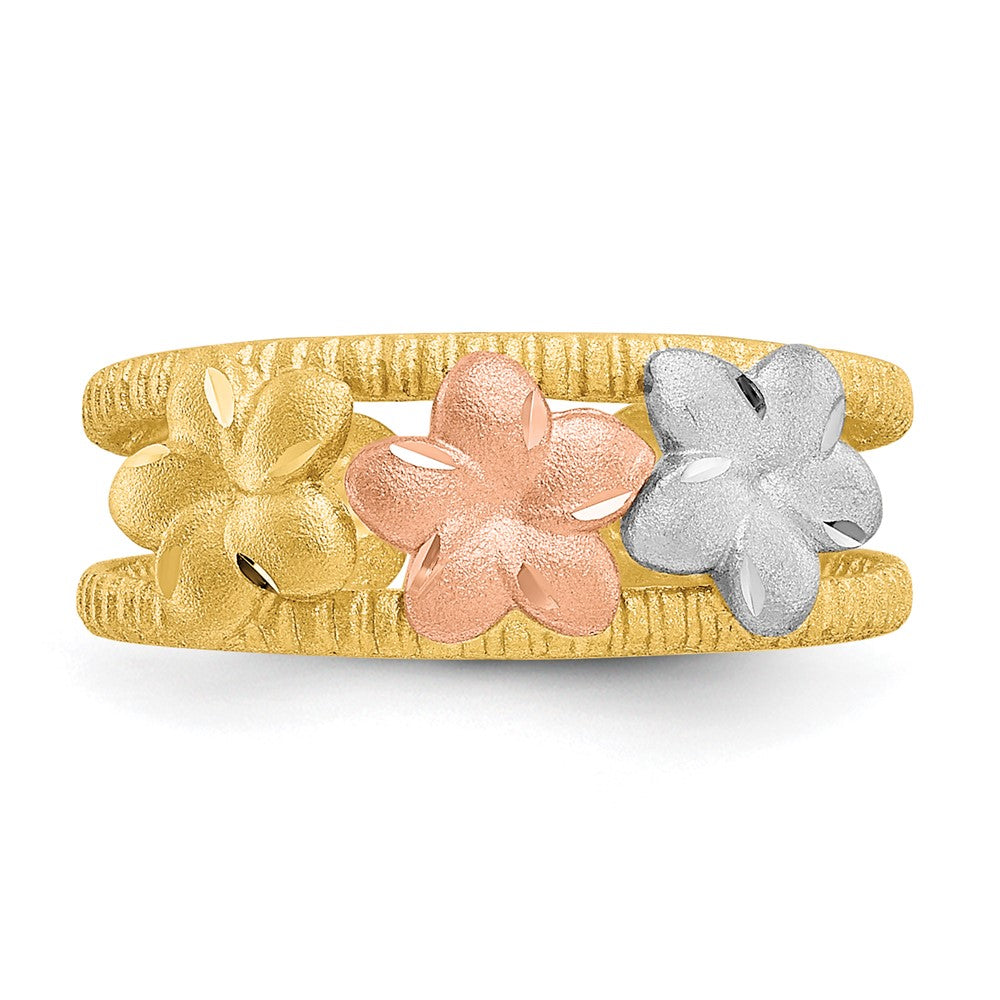 14 Karat Two-tone Plumeria Toe Ring P330246