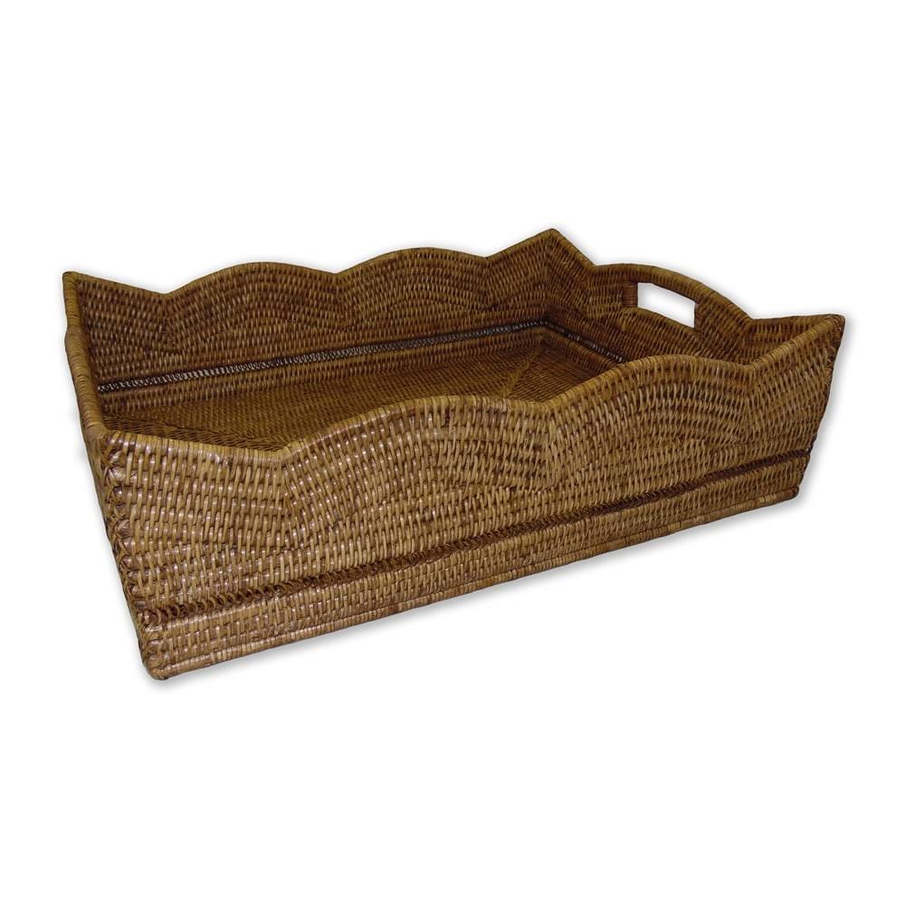 Rattan Scallop Deep Rectangular Tray G976