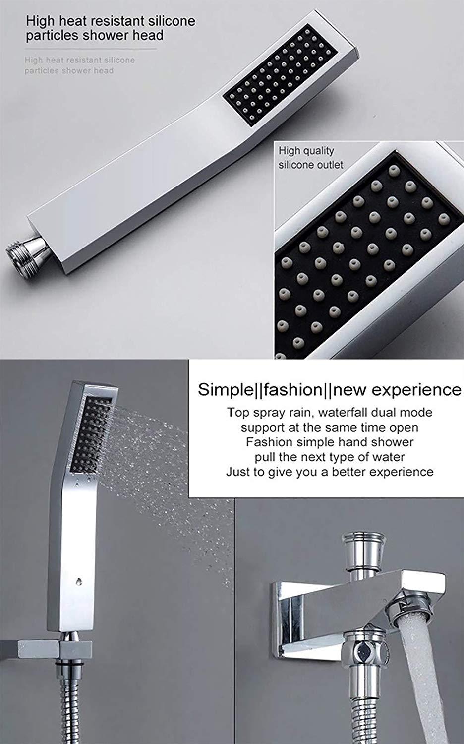 16 Inch Square Ceiling Mounted Thermostatic Rainfall LED Shower With Body Jets R64391