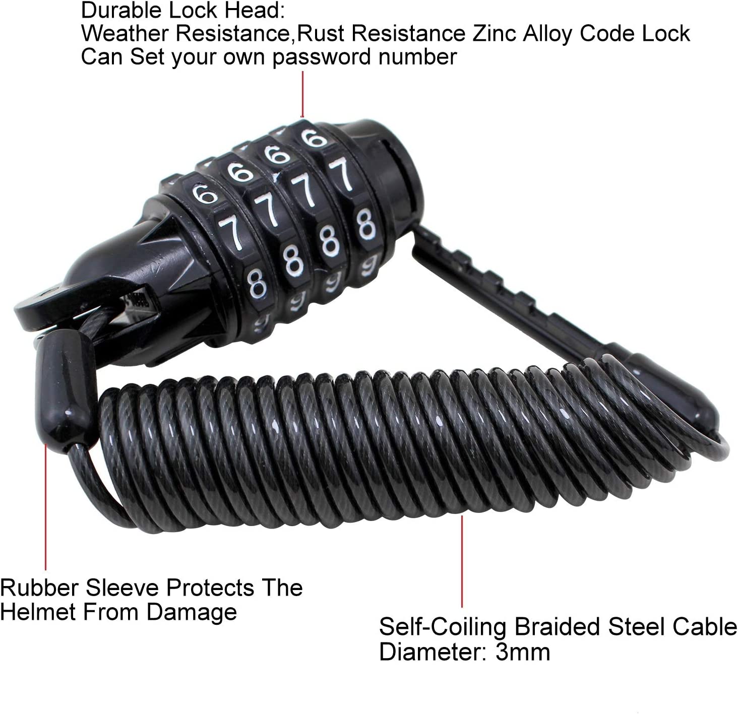 6 Feet Mini Combination Cable Lock O223