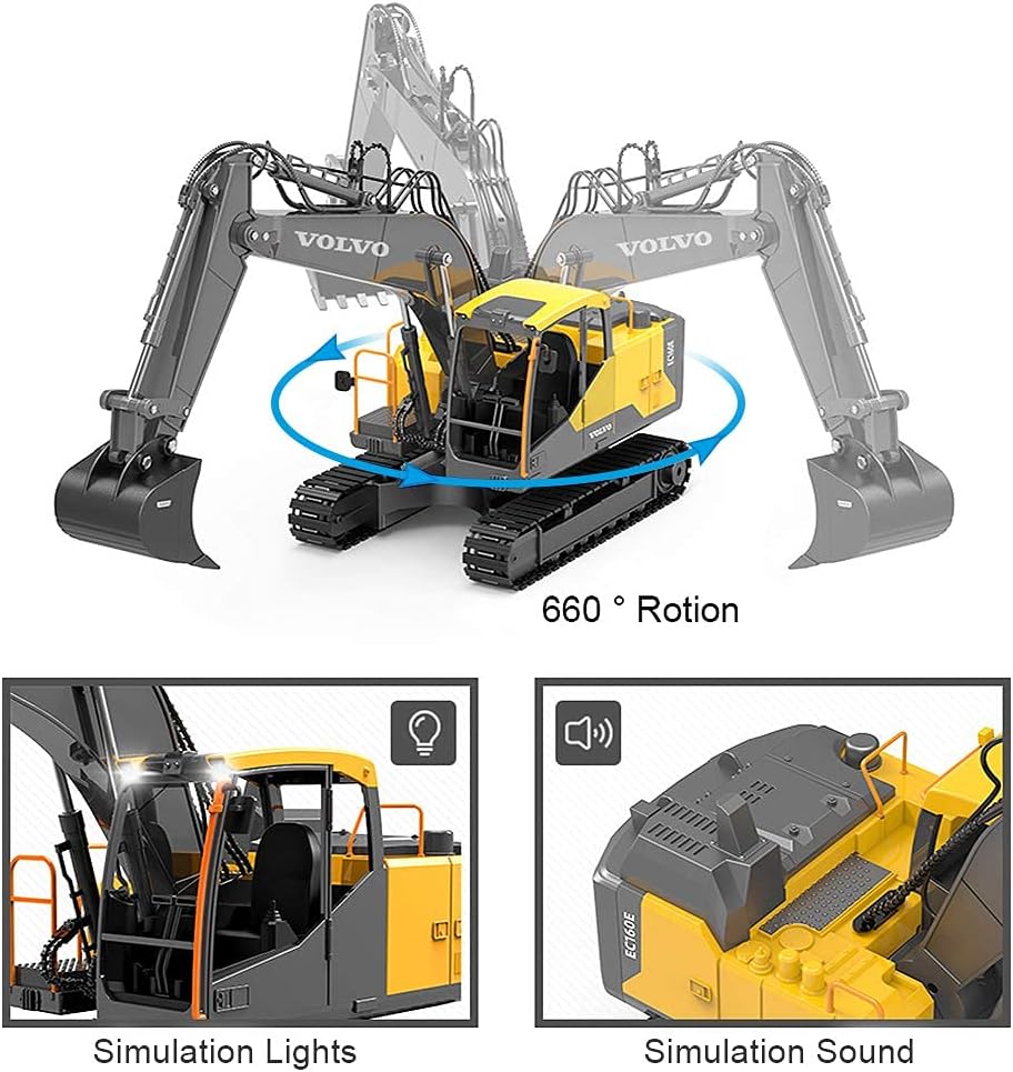 1/16 Scale RC Excavator Digger Toy with 2 Tools O25805