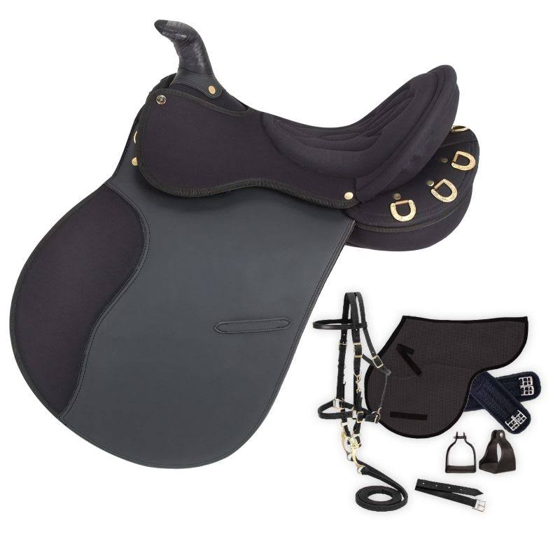 Synthetic Trail Saddle with Horn O6672