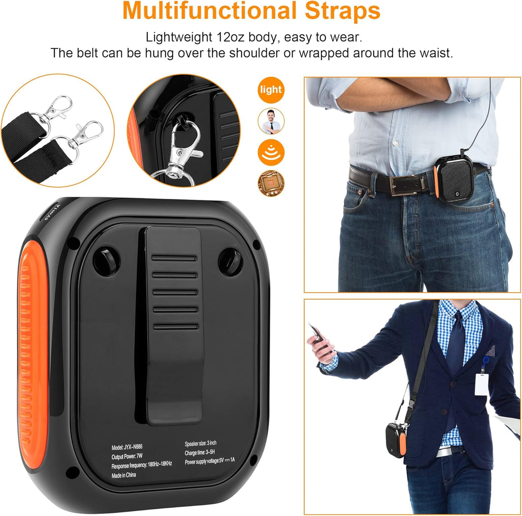 Portable Voice Amplifier with Wireless Microphone Headset and Waistband, Rechargeable PA System, Pack of 2 R3428