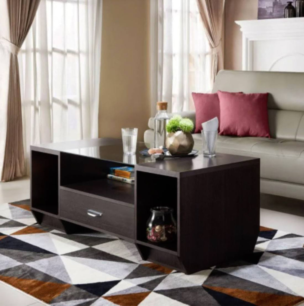 Espresso Glass Top Storage Coffee Table A99476