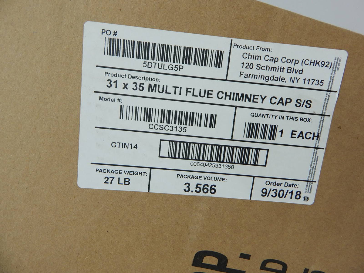 31-Inch x 35-Inch Multi Flue Crown Mount Chimney Cap Stainless Steel E5893