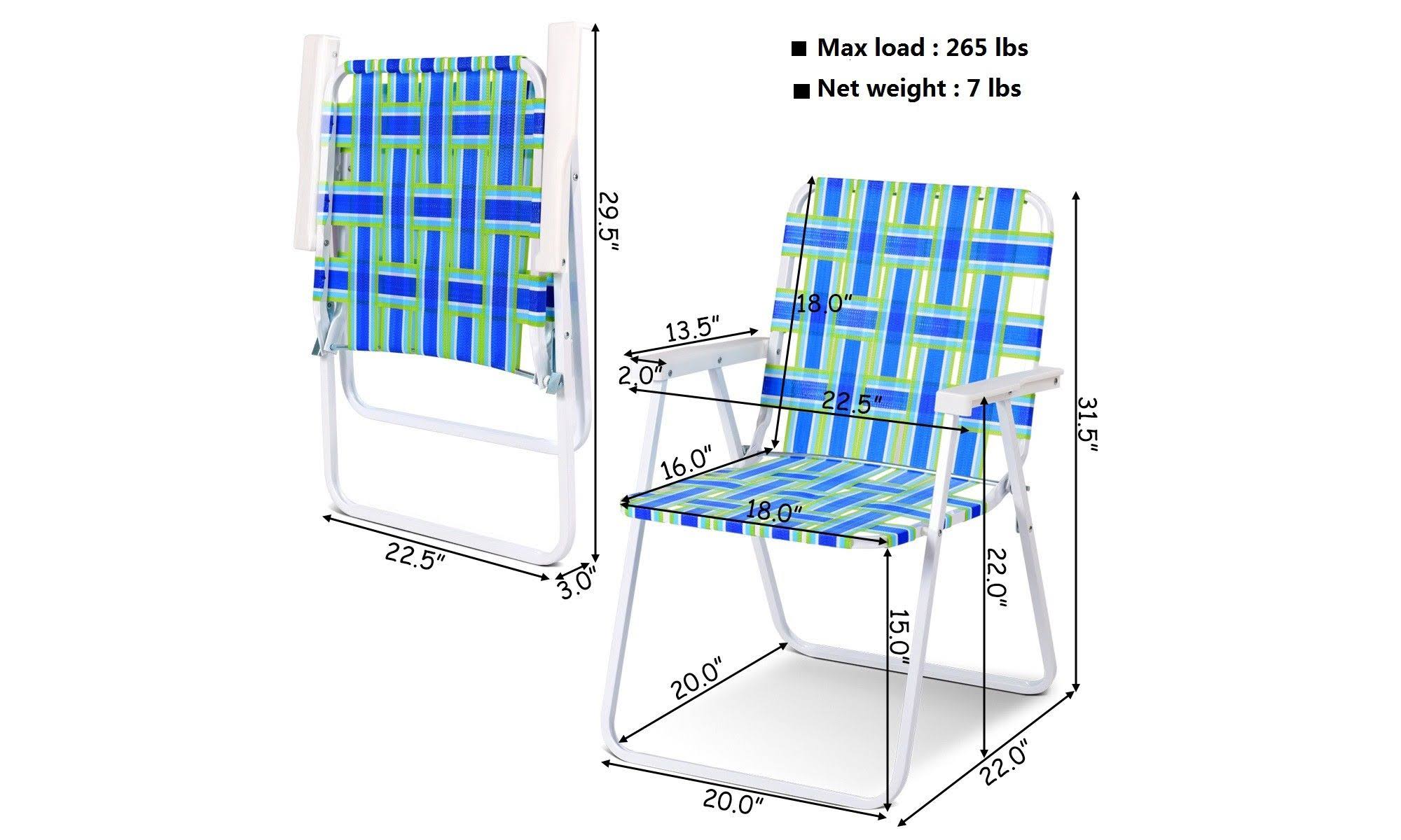 6 Pcs Folding Beach Chair Camping Lawn Chair Blue P56344