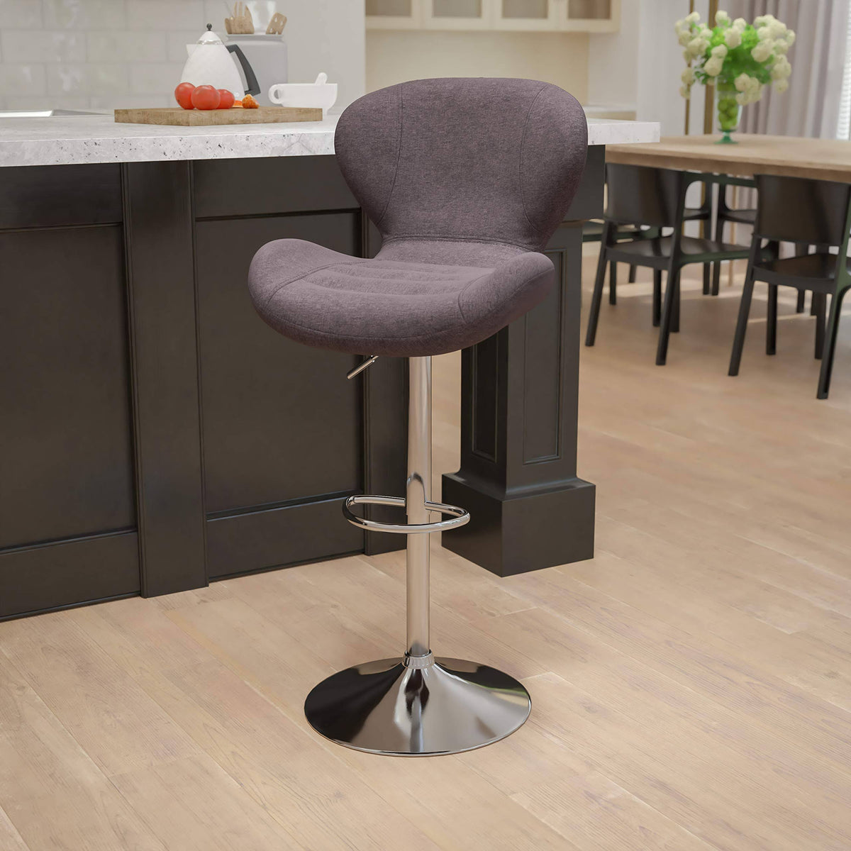 Charcoal Fabric Adjustable Height Barstool with Chrome Base G58076
