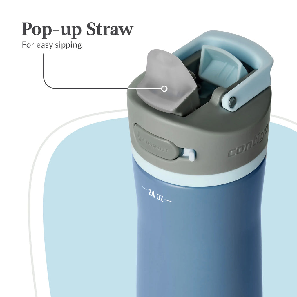 24 oz Stainless Steel Water Bottle with Straw Lid K427210