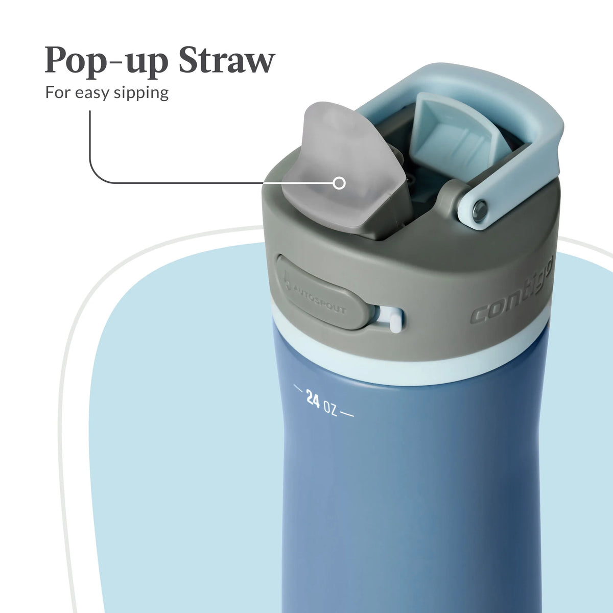 24 oz Stainless Steel Water Bottle with Straw Lid K427210