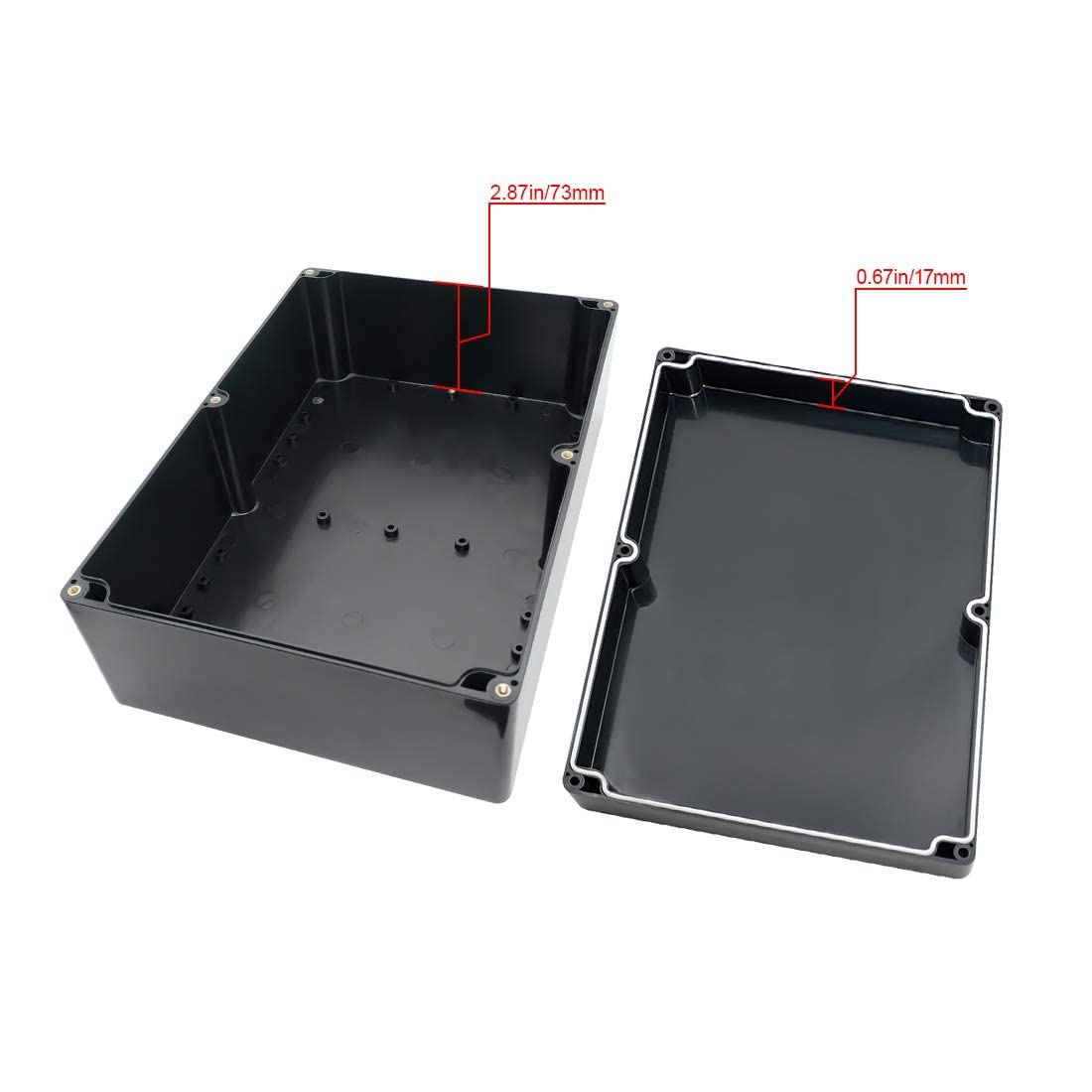 ABS Plastic Electrical Project Case Power Junction Box Black 10.4 x 7.2 x 3.7 Pack of 1 X981