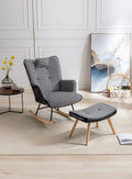 White Wingback Glider Rocker with Solid Wood Base X645