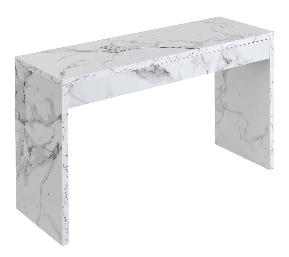 White Faux Marble Console Table/Desk D5900