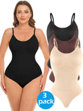 3 Packs Women Slimming Bodysuits Shapewear Tops Tummy Control Thong Body Shaper Spaghetti Strap Camisole B4850