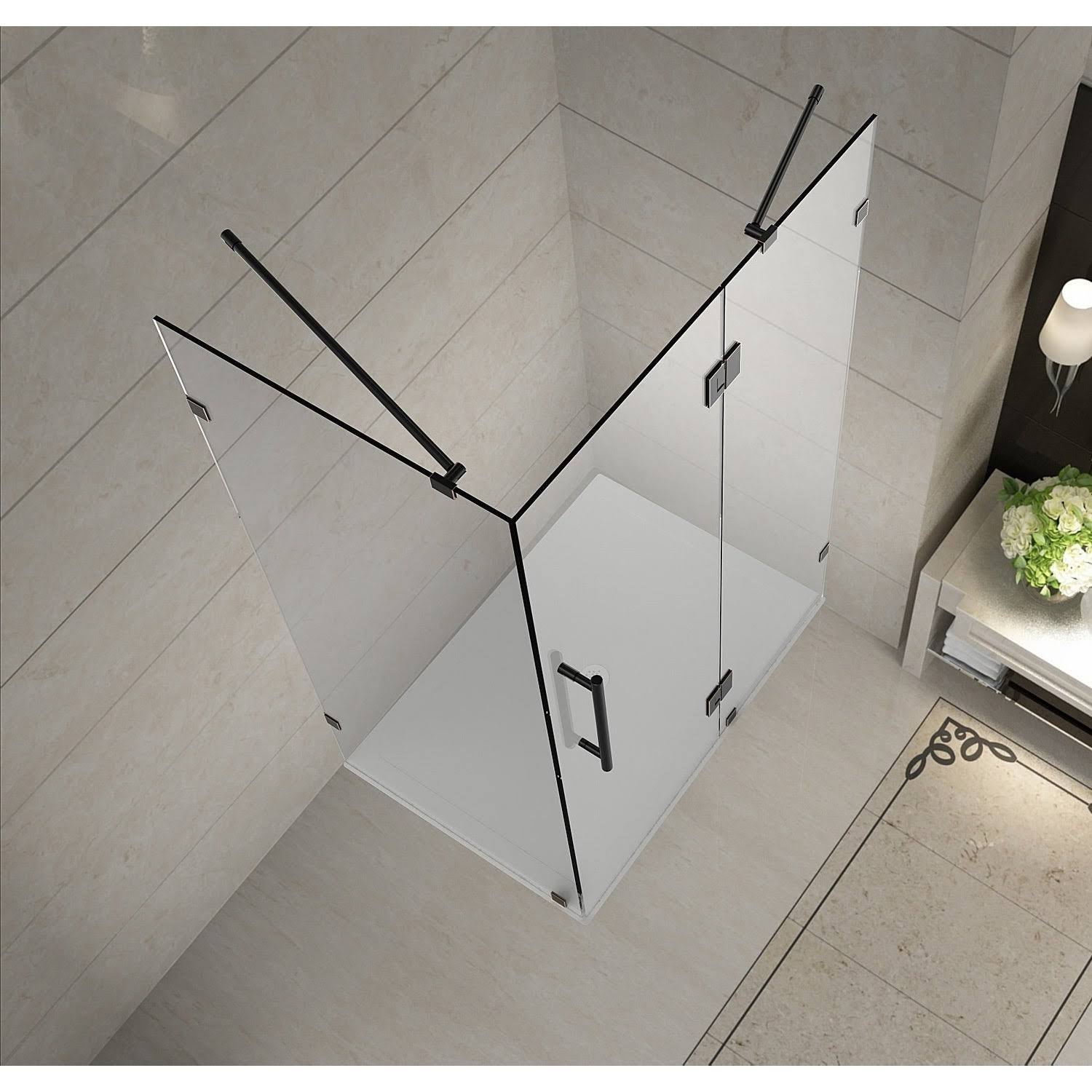 Frameless Shower Enclosure, 32x22 x 34x22 x 72 M6570