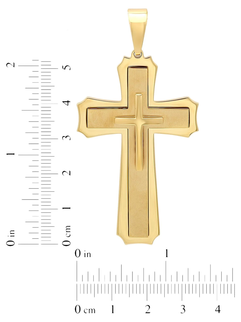 Gold-Tone Stainless Steel Cross Pendant Necklace J94857