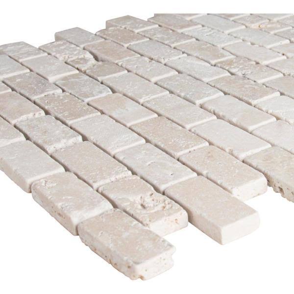 Tumbled Travertine Mesh-Mounted Mosaic Tile A1955