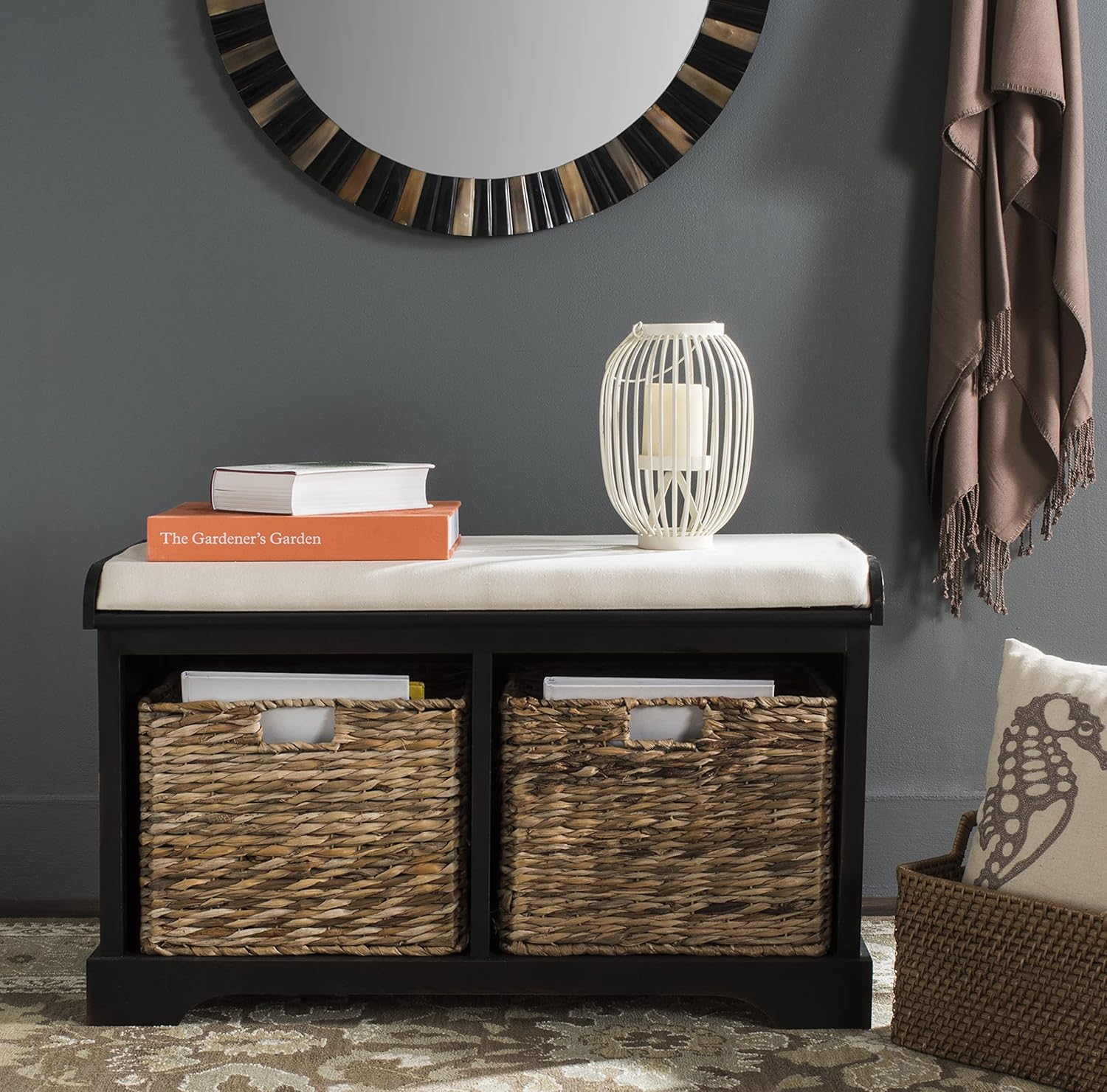 Brown Wicker Storage Bench X460