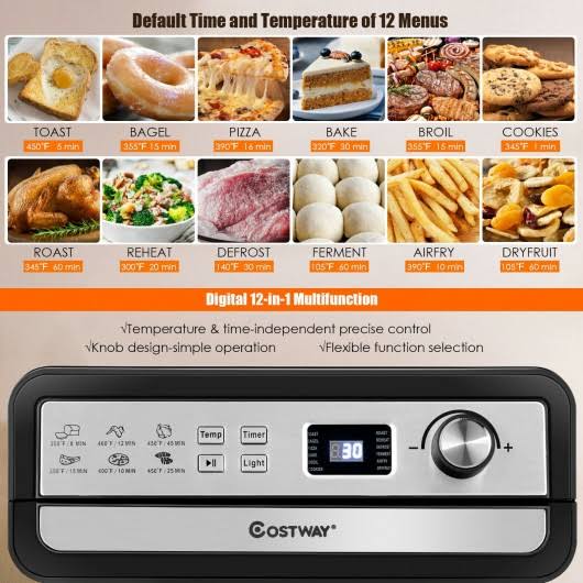 12-in-1 23 qt Digital Toaster Air Fryer Oven Rotisserie with 9 Accessories F413926