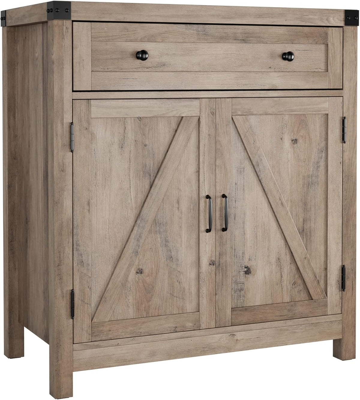 Gray 2 Door Wood Storage Cabinet with Drawer and Shelf W4600