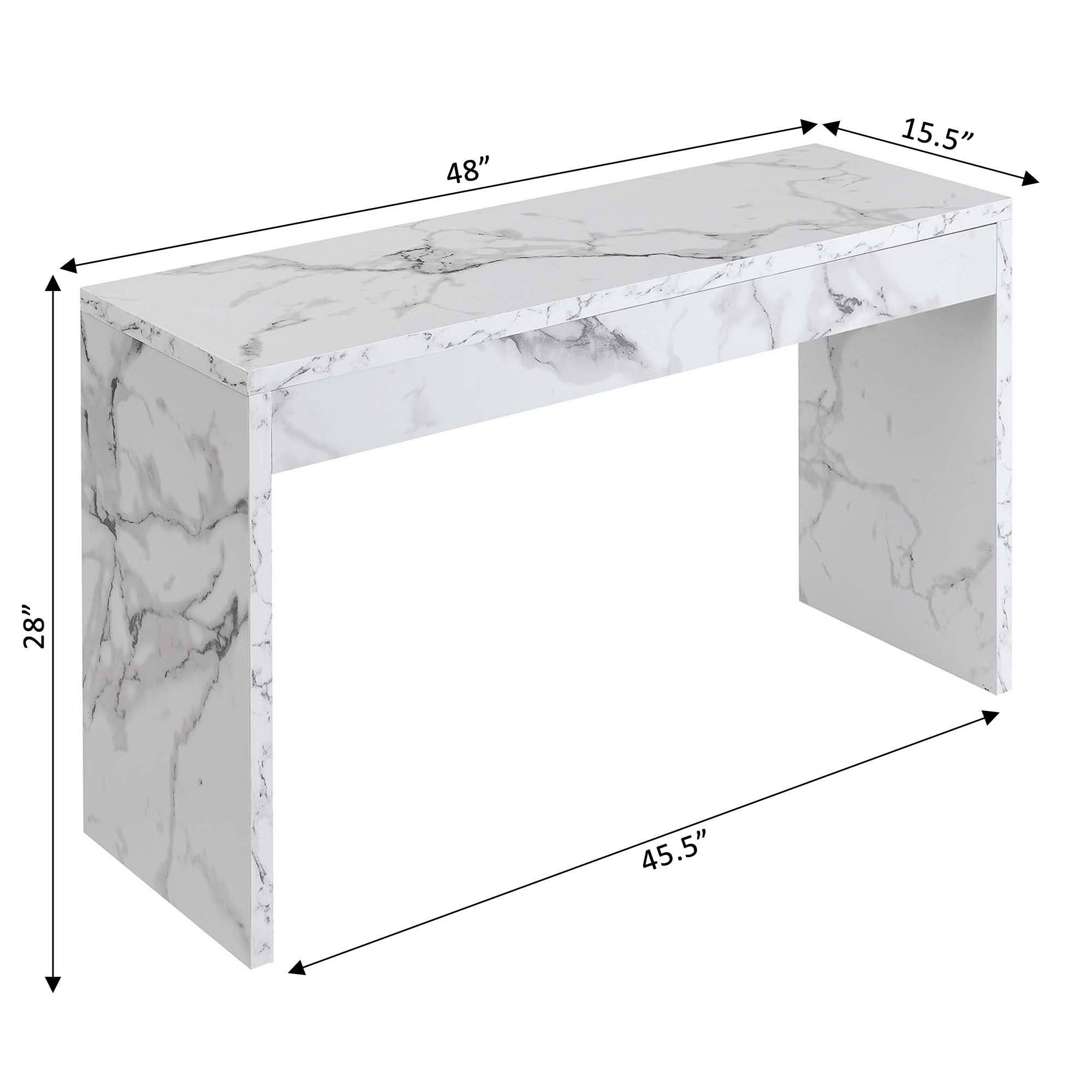White Faux Marble Console Table/Desk D5900