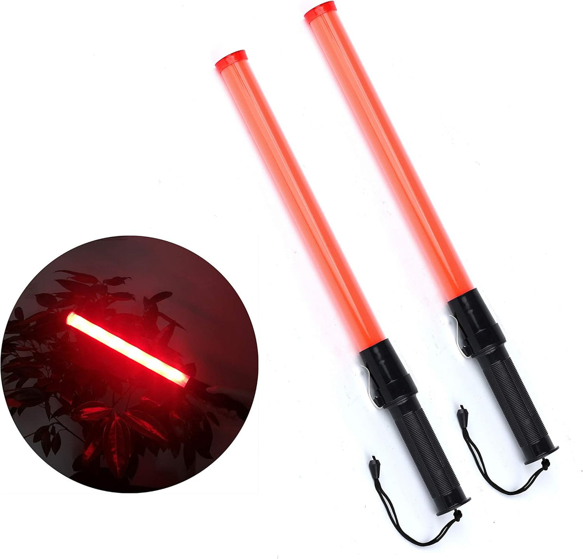 6 Pieces 21-inch Signal Traffic Safety Baton Light Traffic Control Wand Red LED 2 Flashing Modes R701