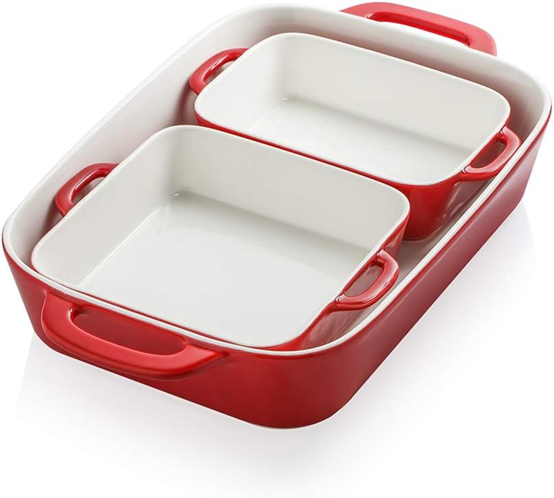 Red Ceramic Rectangular Baking Dish Q9202