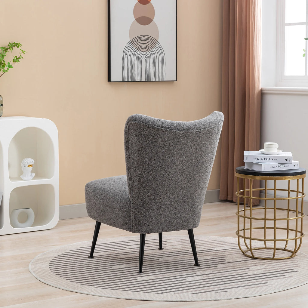 Gray Boucle Upholstered Armless Accent Chair C963587