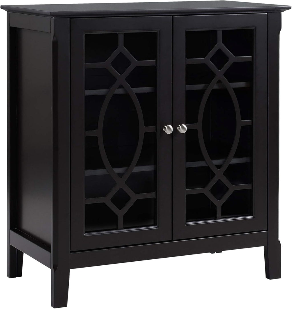 White Sideboard Display Cabinet with Double Glass Doors and 2 Shelves A2290