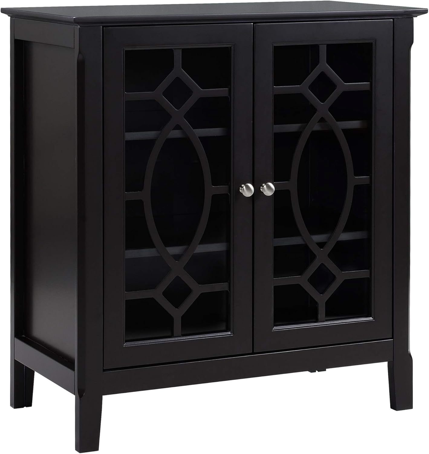 White Sideboard Display Cabinet with Double Glass Doors and 2 Shelves A2290