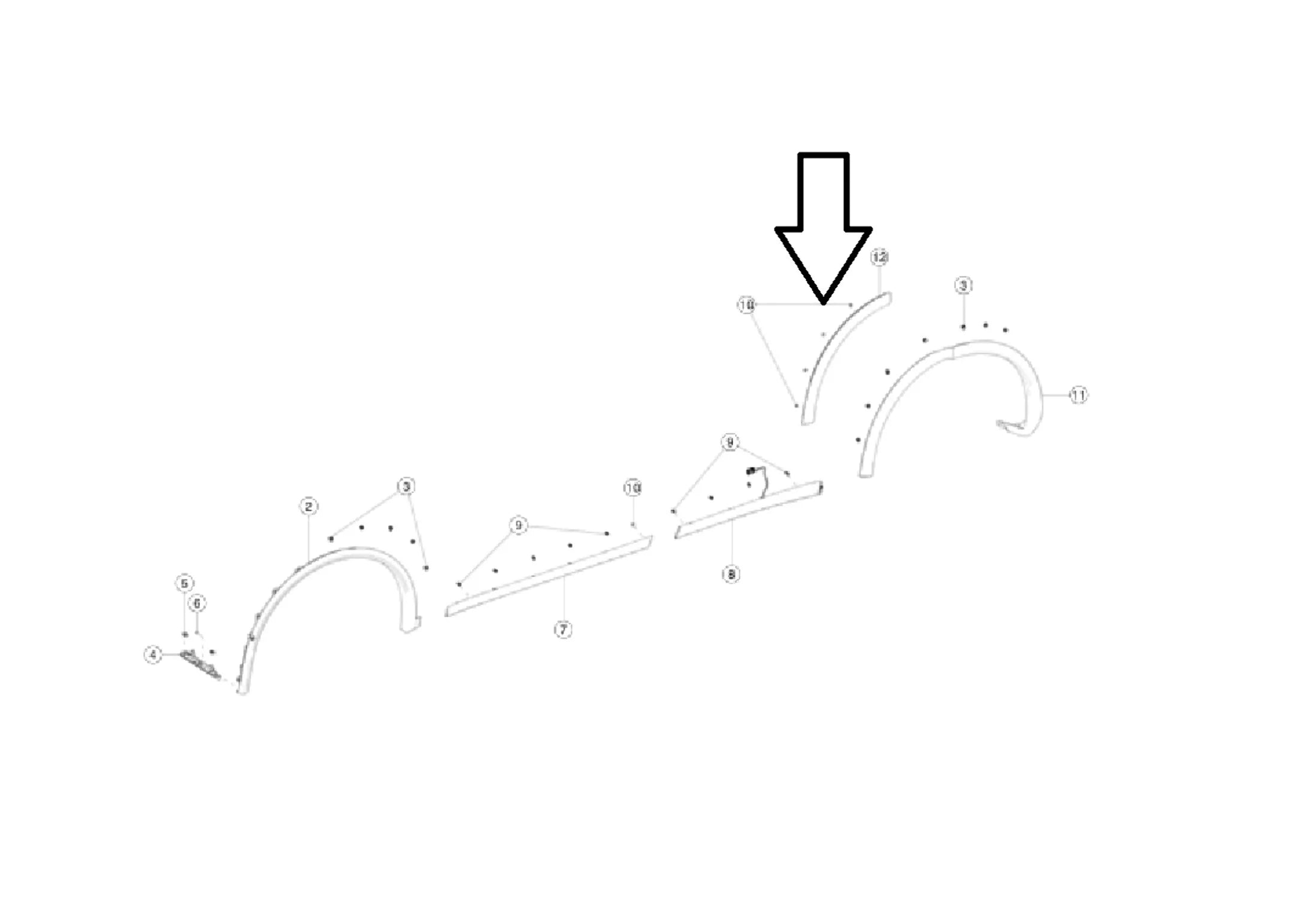 Left Rear Wheel Arch Door Cladding Molding G8078