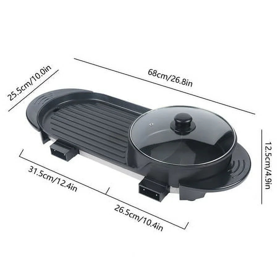 2in1 Electric Non-Stick Grill Hot Pot BBQ Soup Shabu Pot 2.2KW K39134