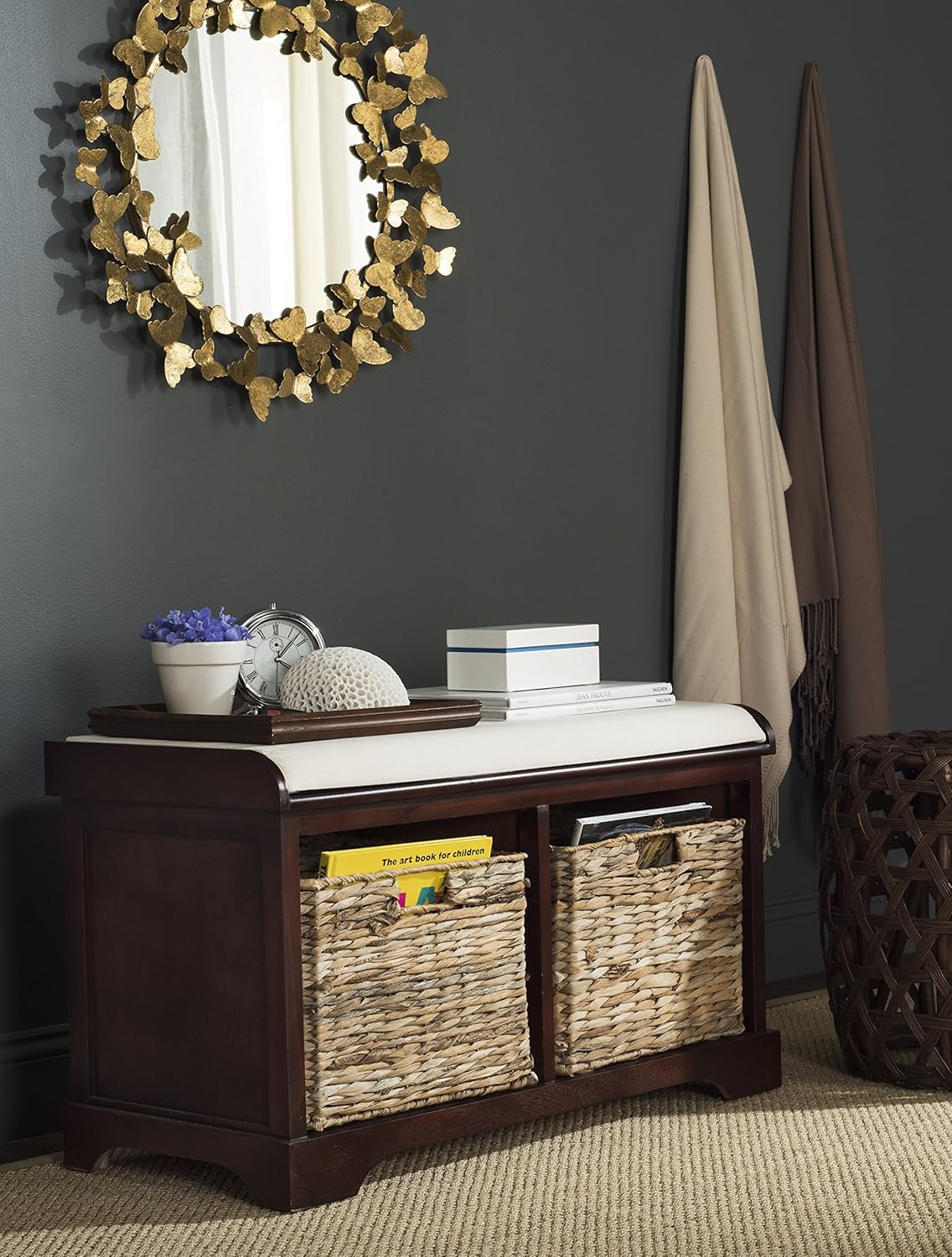Brown Wicker Storage Bench X460