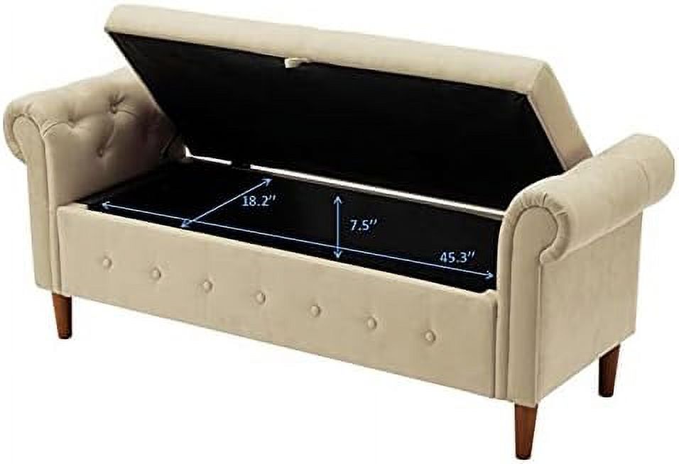Velvet Tufted Ottoman Sofa Stool Bench with Pillow K779758