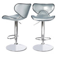 Leatherette Adjustable Swivel Barstool Set of 2 Silver Z584