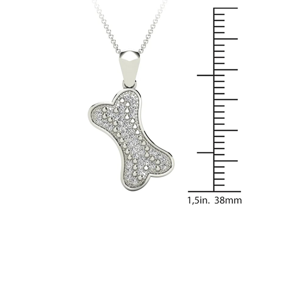 10K White Gold Diamond Dog Bone Pendant Necklace P24355